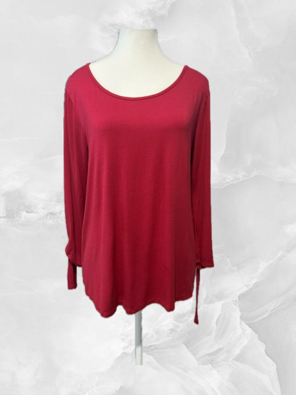 Express Long Sleeve Red Top with Wrist Tie-Sz L